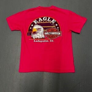 Vintage 90s single stitch pink Harley Davidson eagle Lafayette Indiana Tshirt